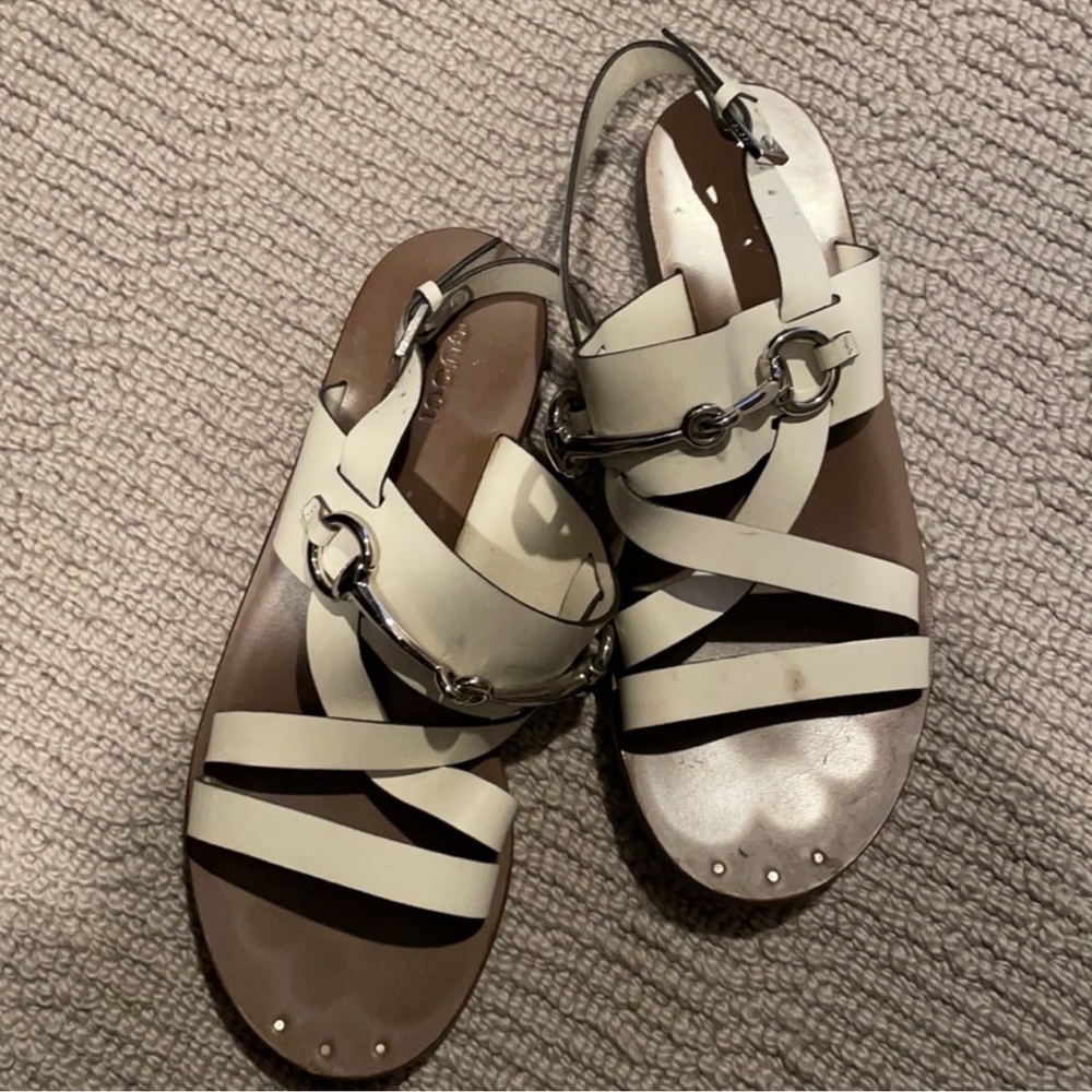 Gucci White Leather Sandals